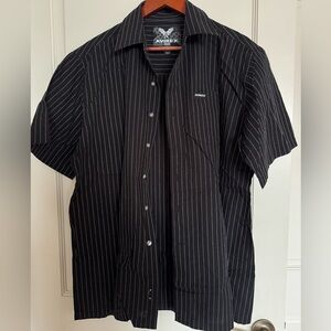 Avirex Men’s Black Button Down Shirt - XL